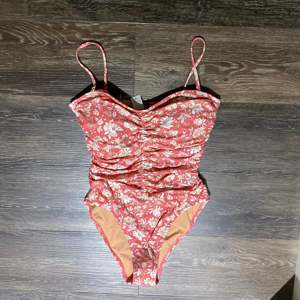 J. Crew Ruched Floral Swimsuit with Convertible Straps